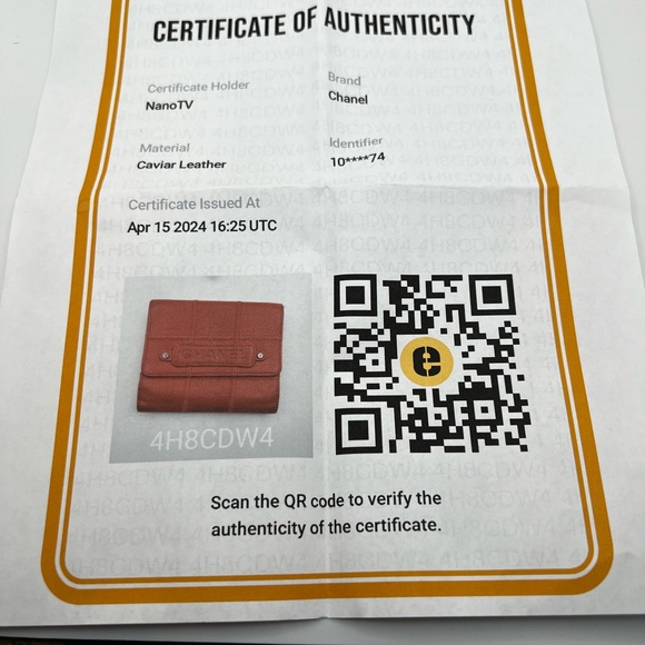 GUC Chanel Matelasse Peach Caviar Compact Trifold Wallet with COA - Picture 11 of 11